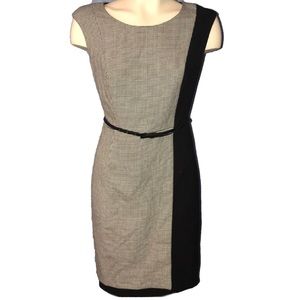 Calvin Klein Black & White Checked Sheath Dress